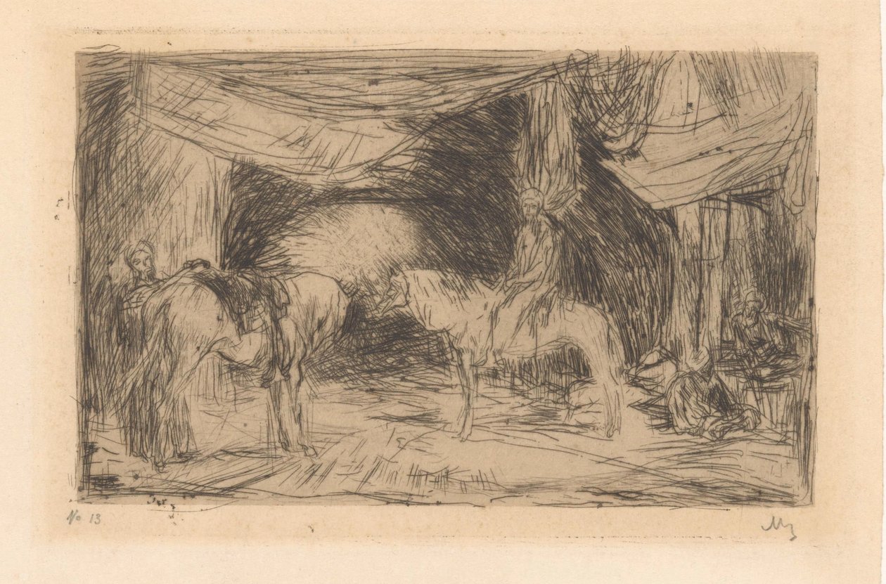 Bazaar in Smyrna by Marius Bauer (signed by artist)