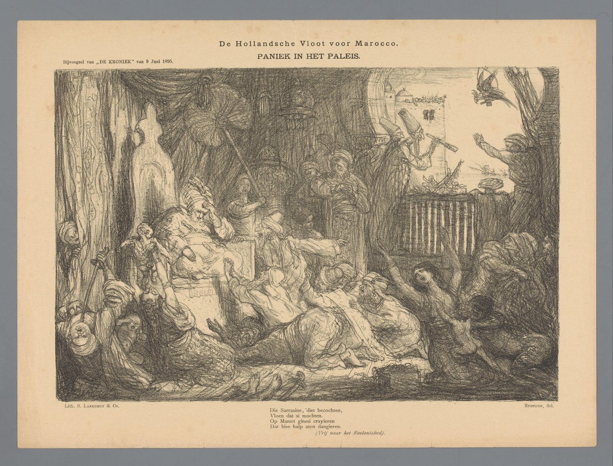 The Dutch Fleet before Morocco. Panic in the Palace by Marius Bauer