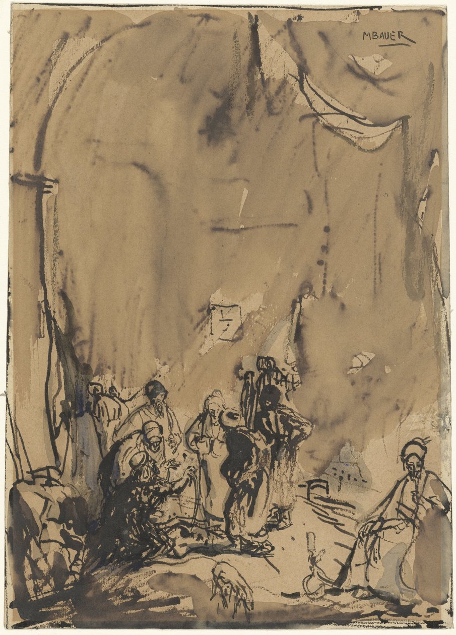 Group of Easterners in Intense Conversation by Marius Bauer