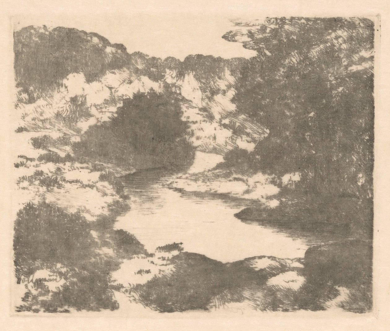 Hill Landscape with River by Marius Holleman