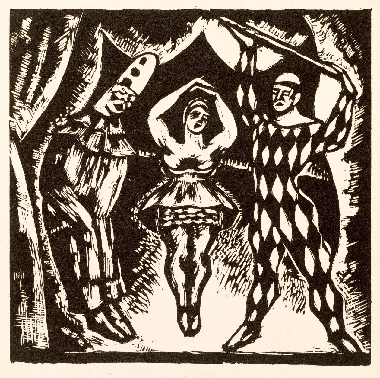 Harlequinade, woodcut by Roger Fry by Mark Gertler
