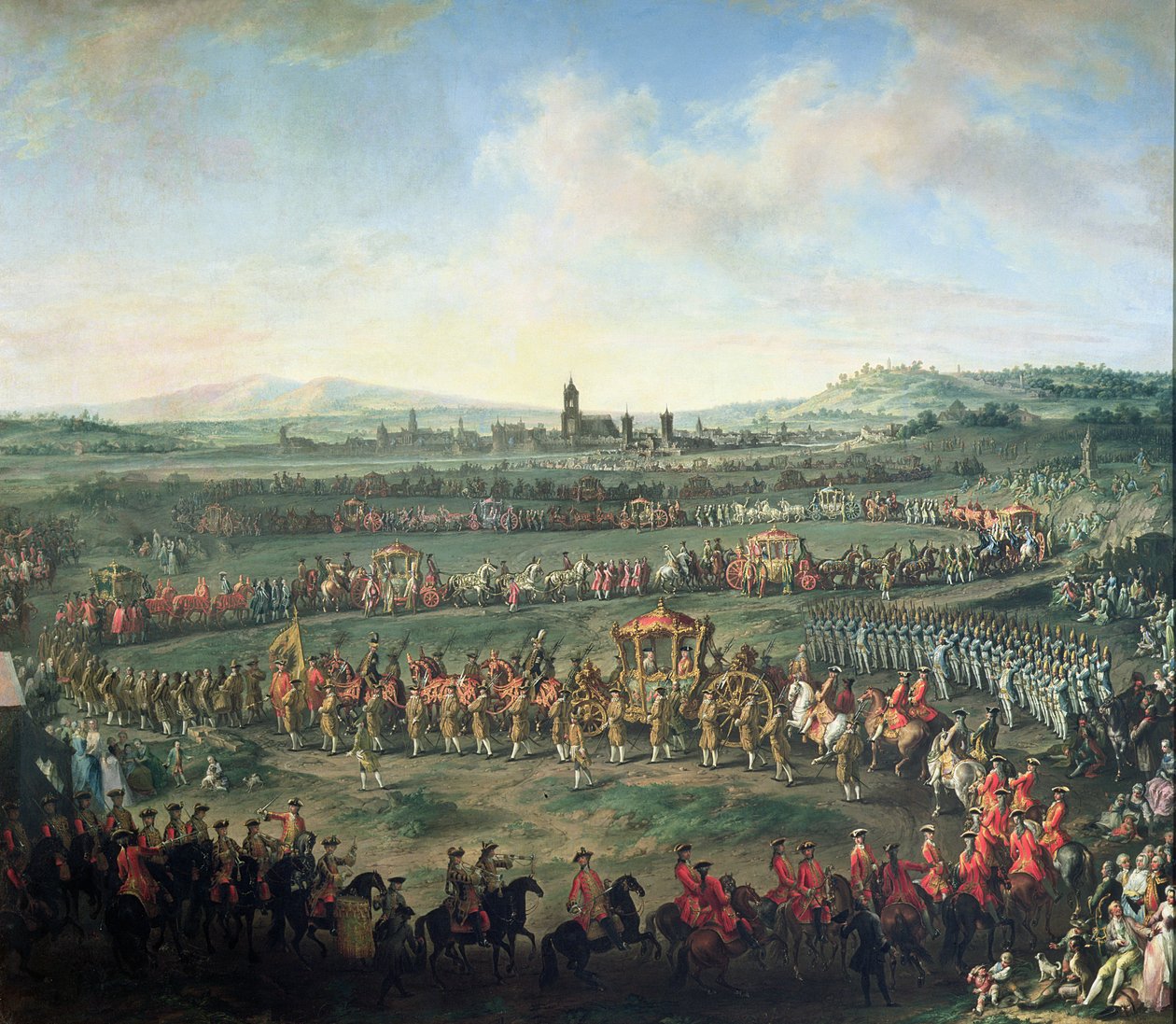 The Entrance of Emperor Francis I into Frankfurt, accompanied by Joseph II by Martin II Mytens or Meytens