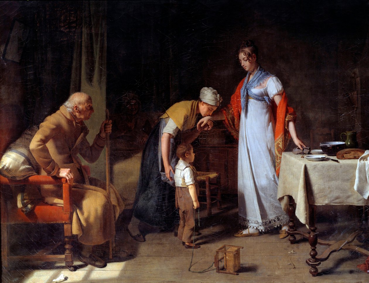 A young woman helping an unhappy family by Martin Drölling