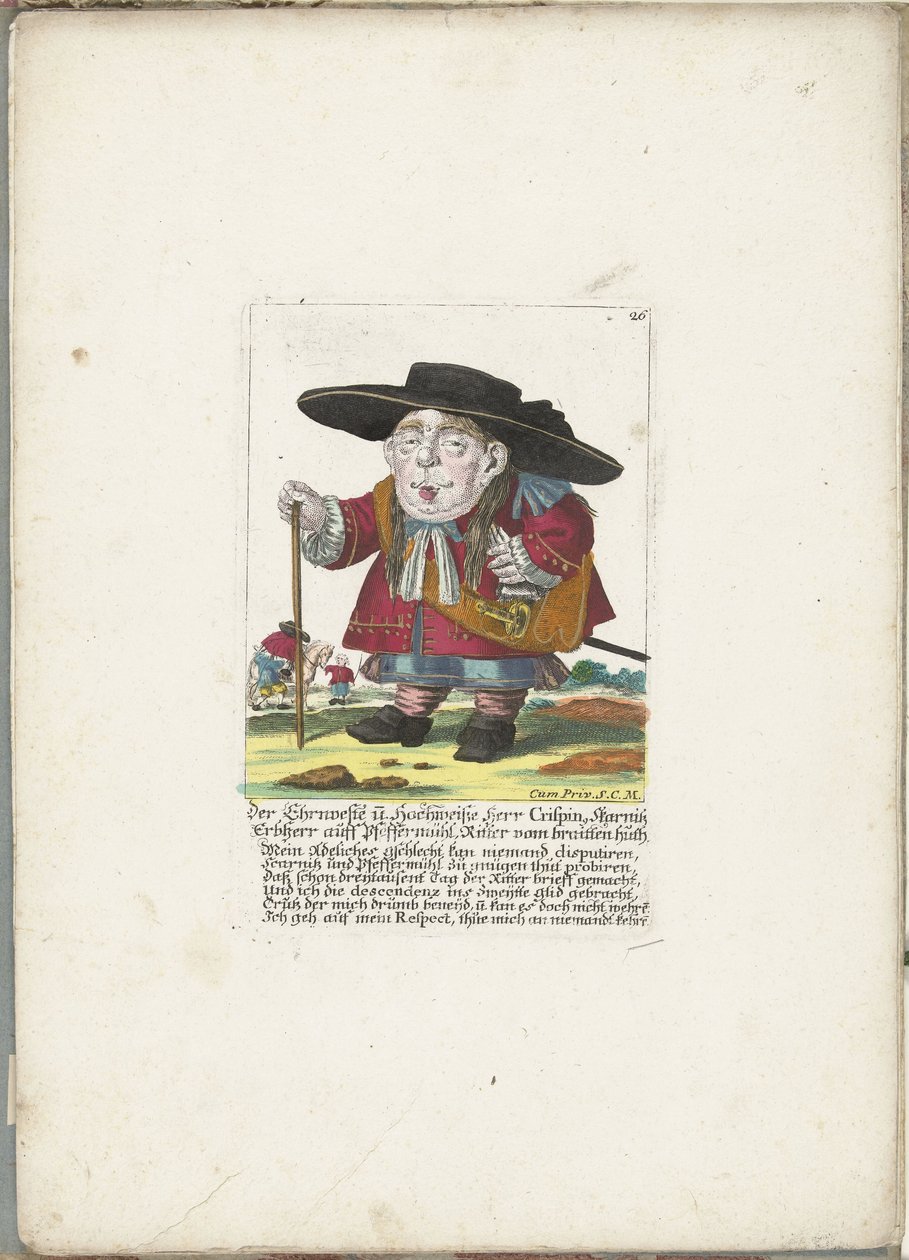 The Dwarf Crispin Skarnitz, ca. 1710 by Martin Engelbrecht (attributed to)