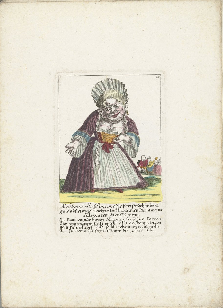 The Dwarf Mademoiselle Poupon, as a Parisian Beauty, ca. 1710 by Martin Engelbrecht (attributed to)