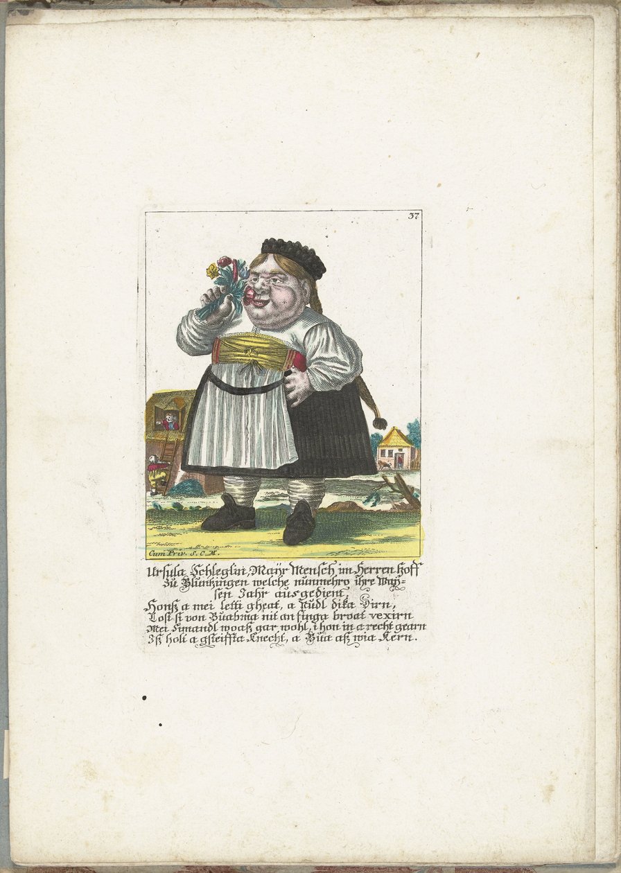 The Dwarf Ursula Schleglin, ca. 1710 by Martin Engelbrecht (attributed to)