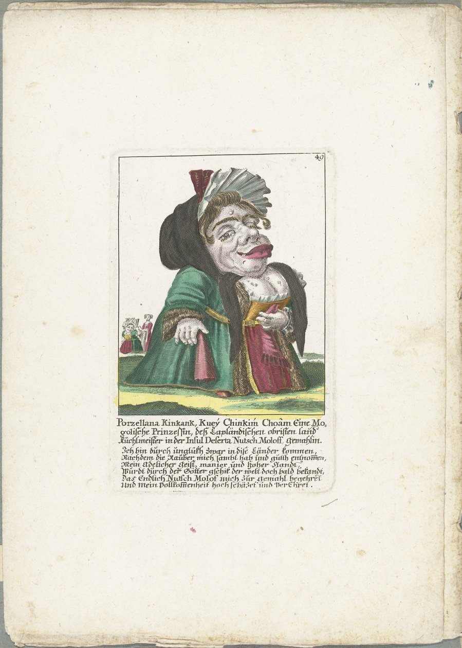 Caricature of Porzellana Kinkank by Martin Engelbrecht (attributed to)
