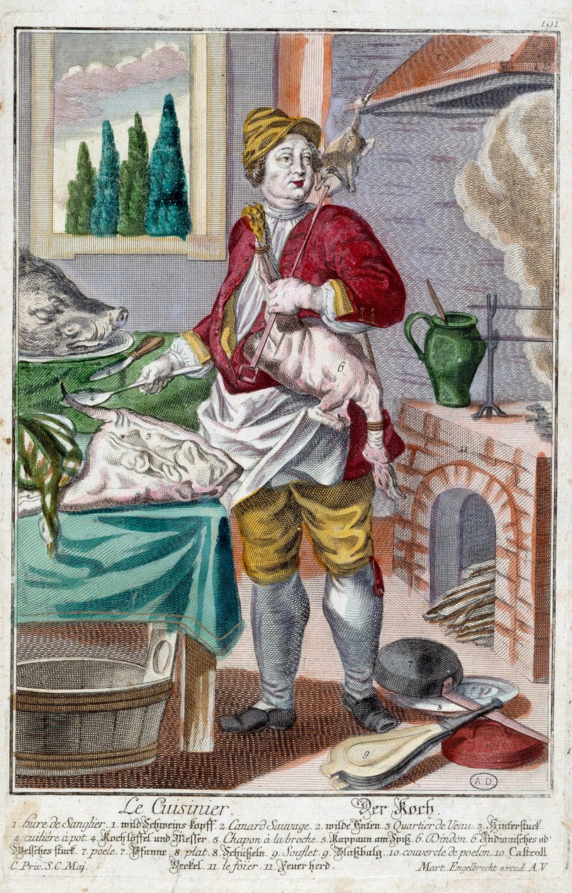 The cook (engraving by Martin Engelbrecht)