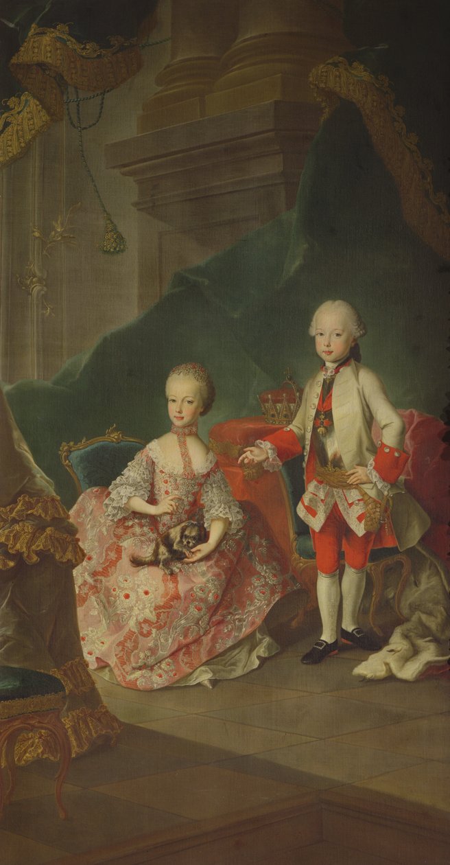 Two children of Empress Maria Theresa of Austria, Leopold and his sister Princess Maria Christine by Martin II Mytens or Meytens