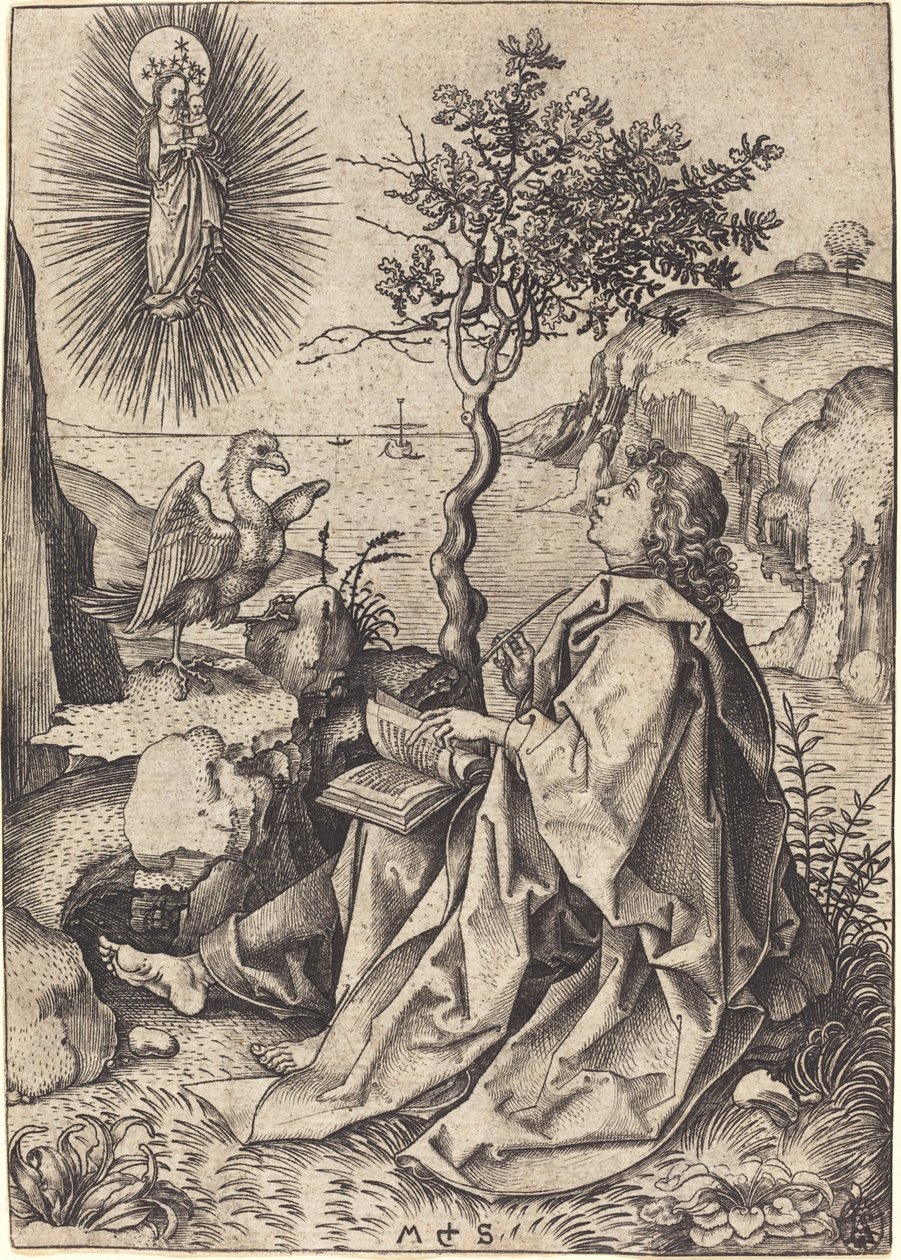 Saint John on Patmos by Martin Schongauer