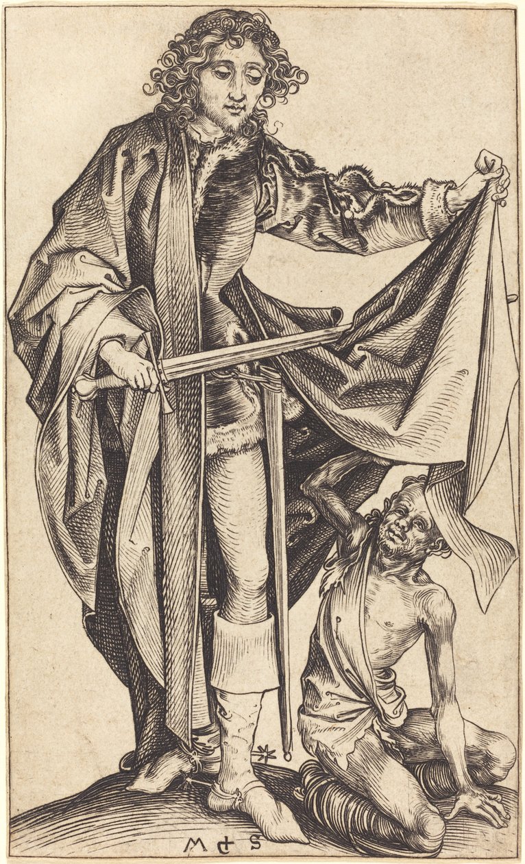 Saint Martin Dividing His Cloak by Martin Schongauer
