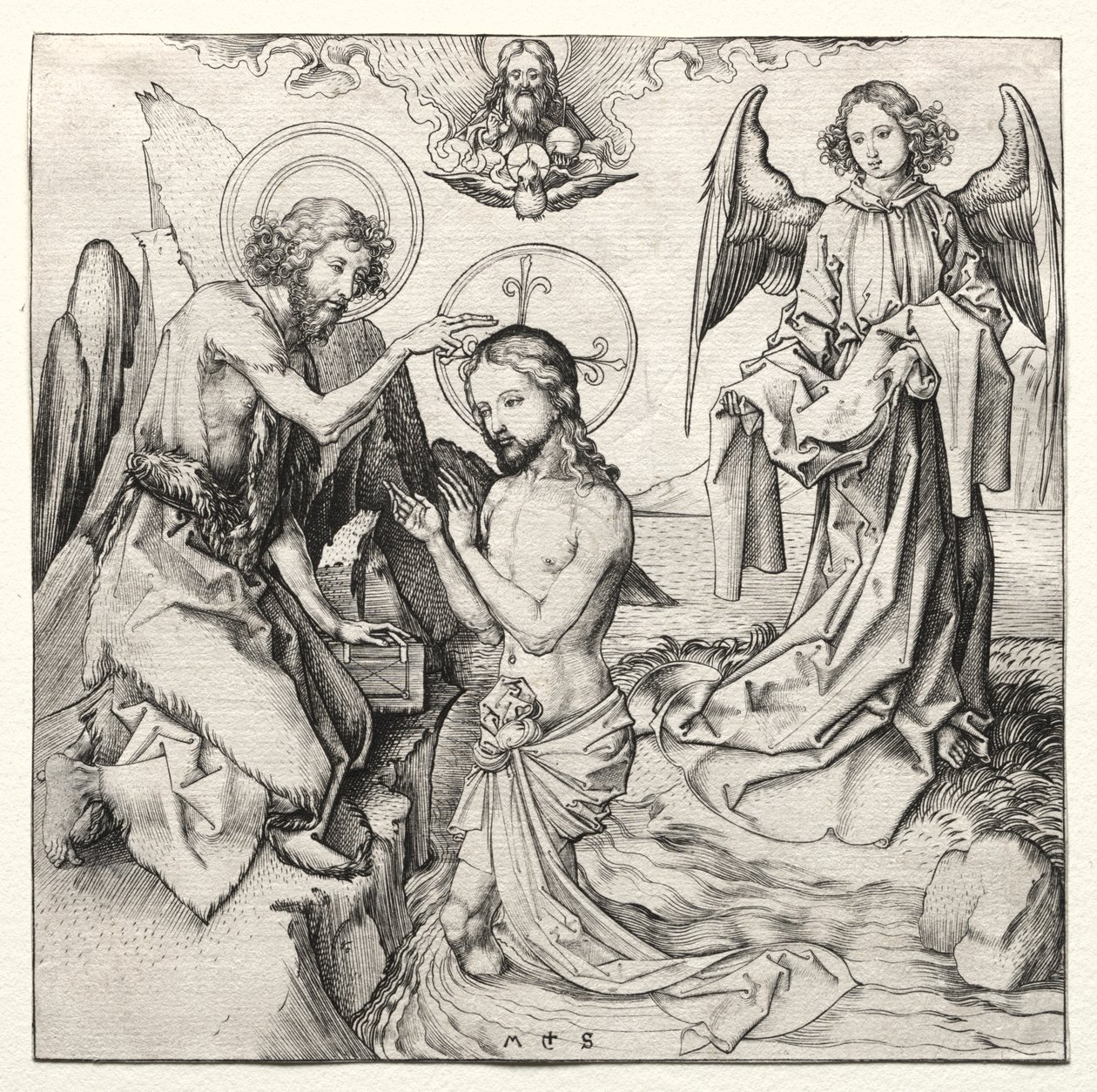 The Baptism of Christ in the Jordan by Martin Schongauer