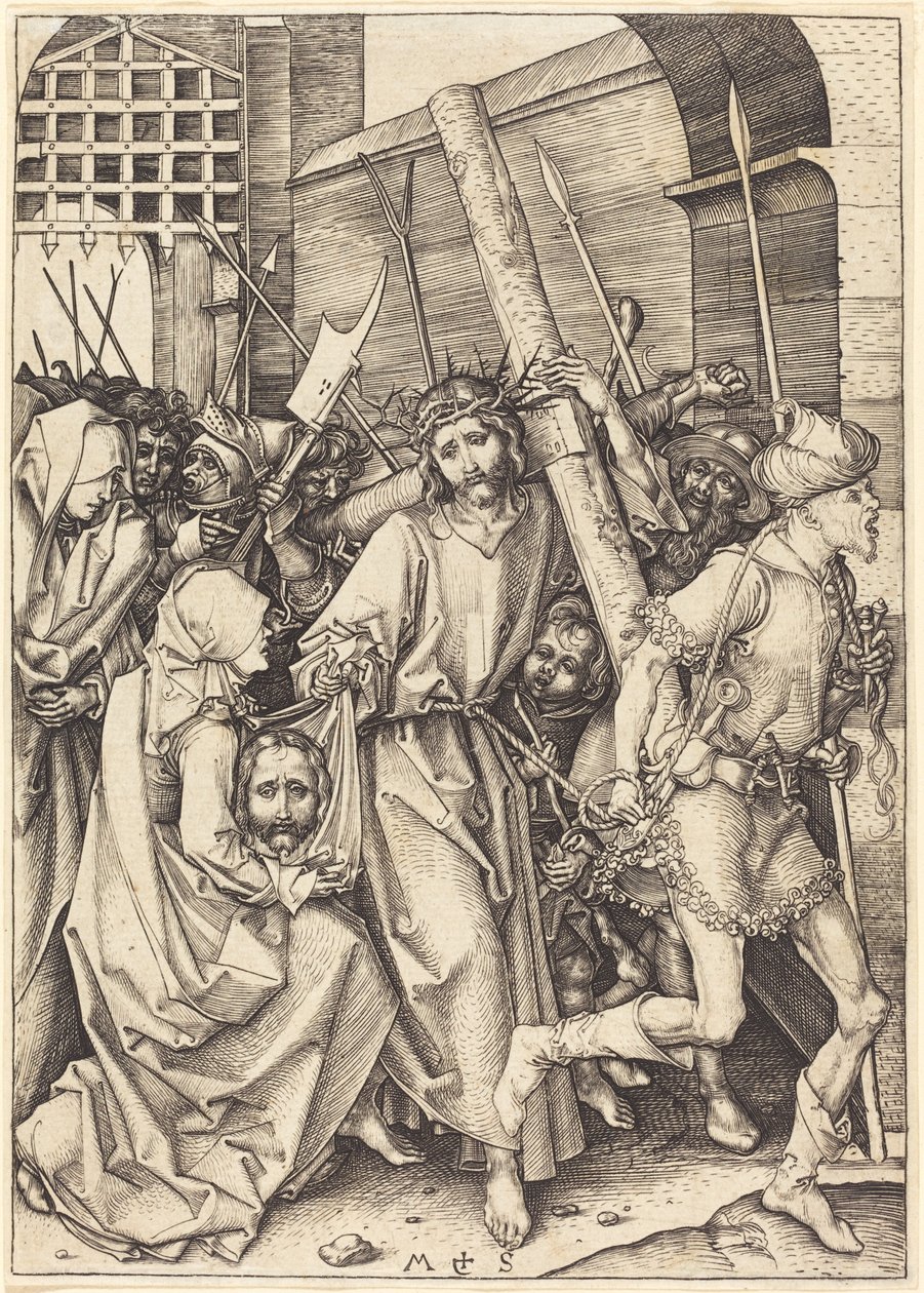 The Bearing of the Cross with Saint Veronica by Martin Schongauer