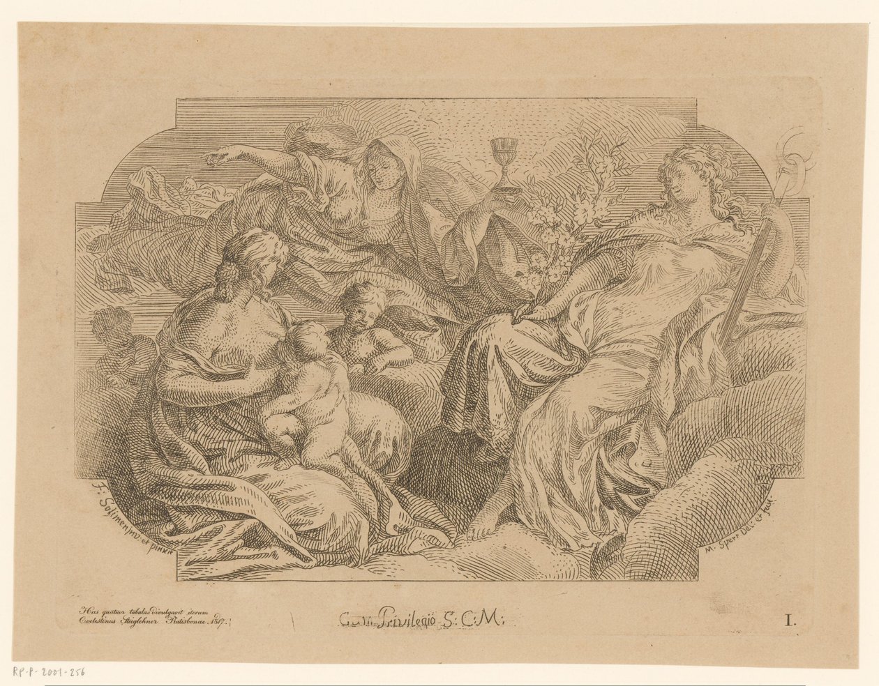 Female Personifications of Three Divine Virtues (Ceiling Paintings in the Sacrestia di Solimena) by Martin Speer