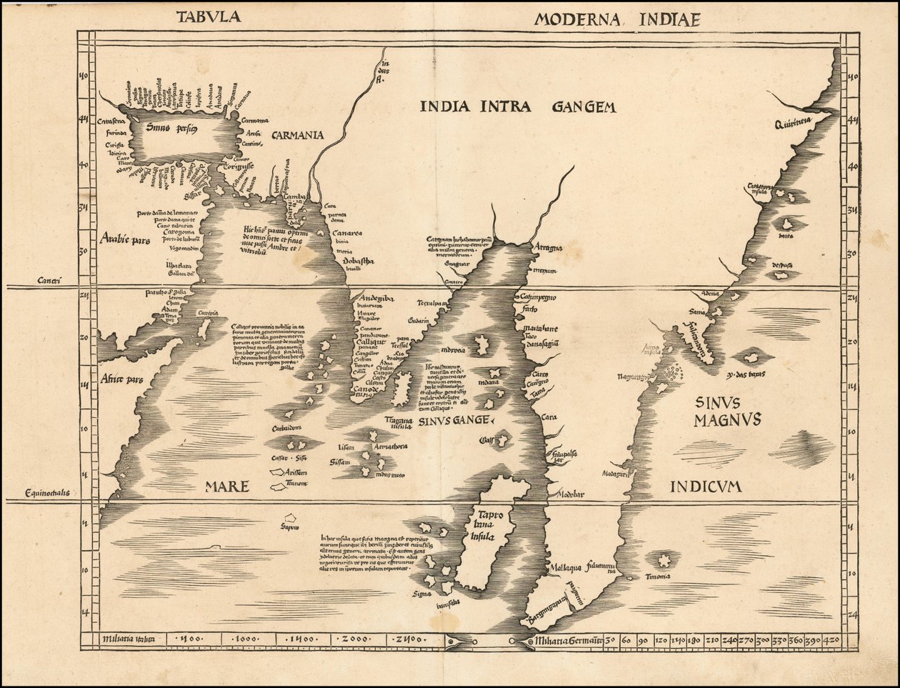 1513 map of South and Southeast Asia by Martin Waldseemuller