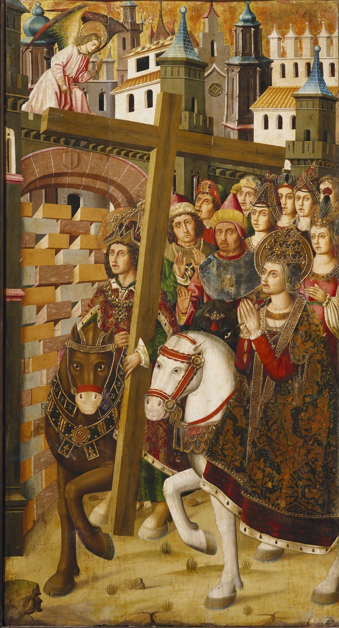Saint Helene and Emperor Heraclius with the Holy Cross in Front of the Gates of Jerusalem by Martin & Ximenez Miguel (fl.1466 1505) Bernat