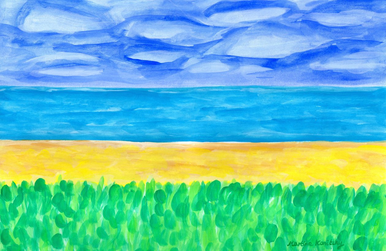 Yellow Sandy Beach by the Turquoise Sea by Martina Konitzky