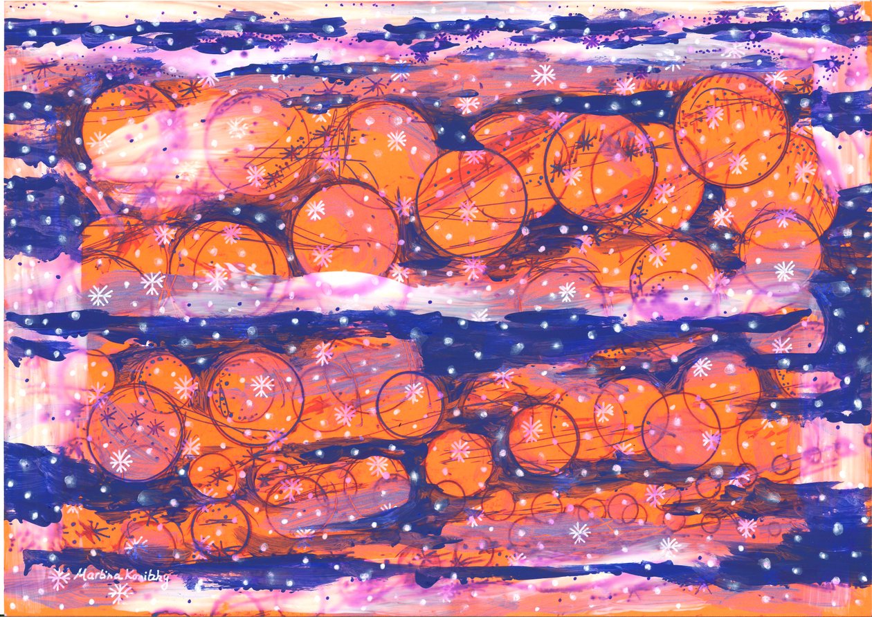 Tangerines in Winter Abstract by Martina Konitzky