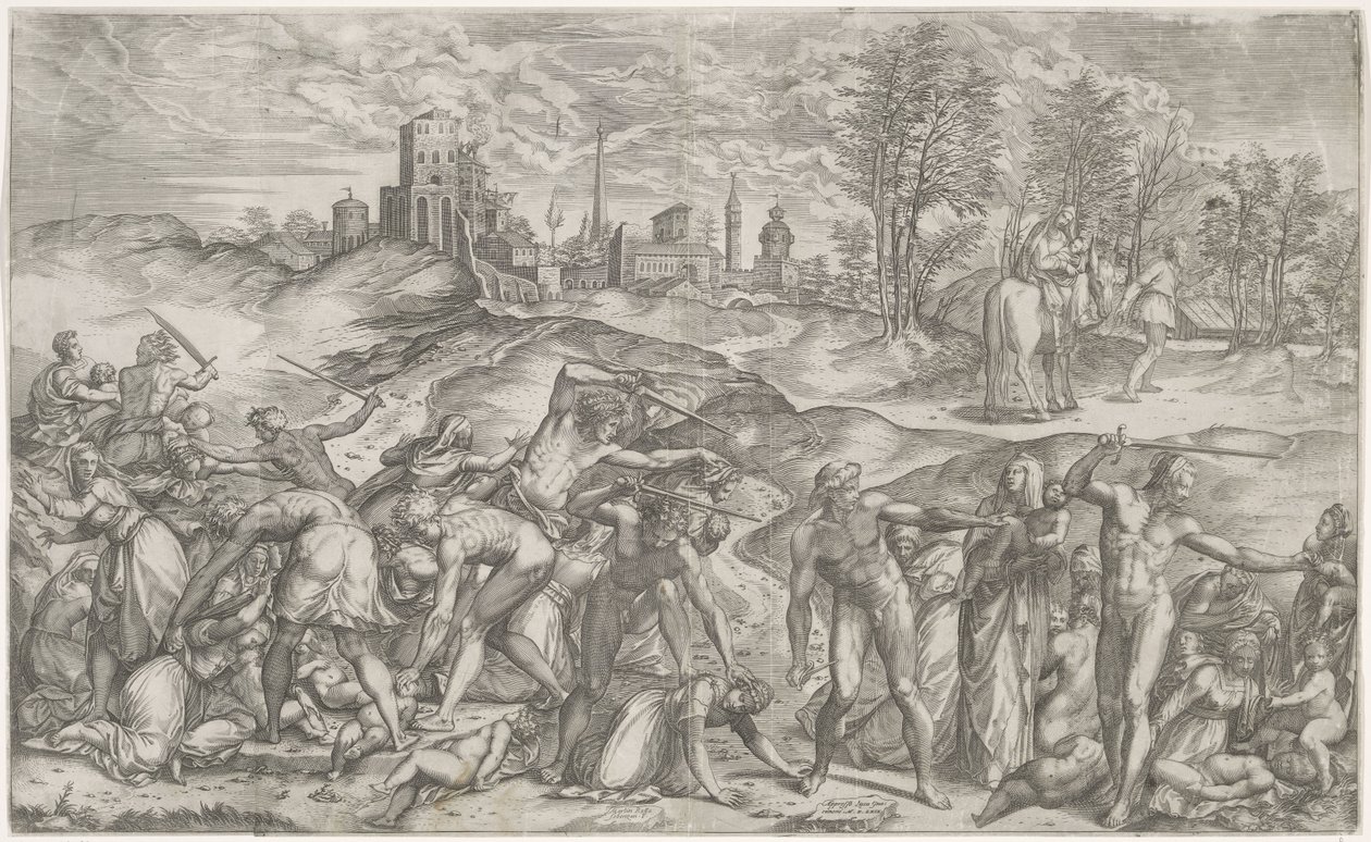 Massacre of the Innocents and the Flight into Egypt by Martino Rota