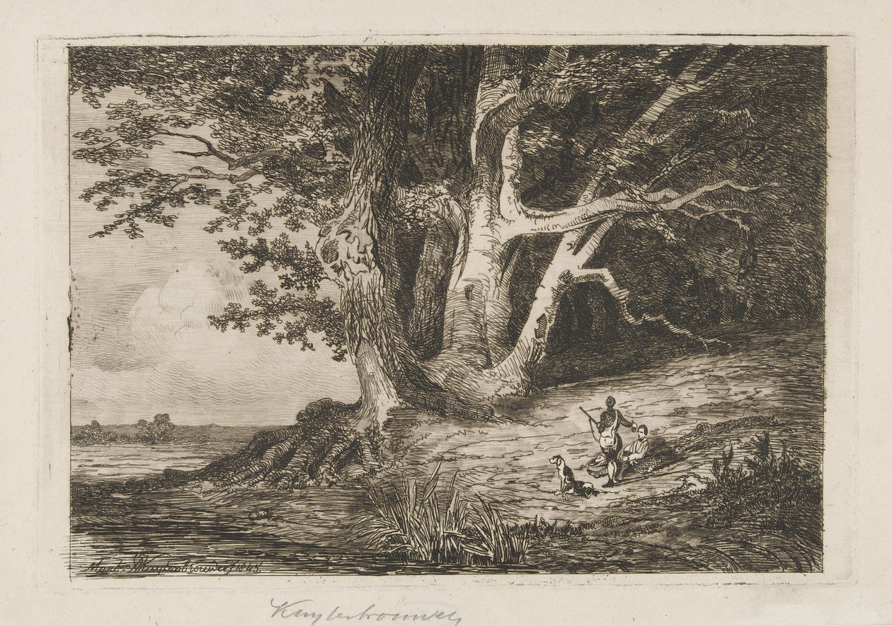 Two Hunters by the Waterside by Martinus Antonius Kuytenbrouwer jr.