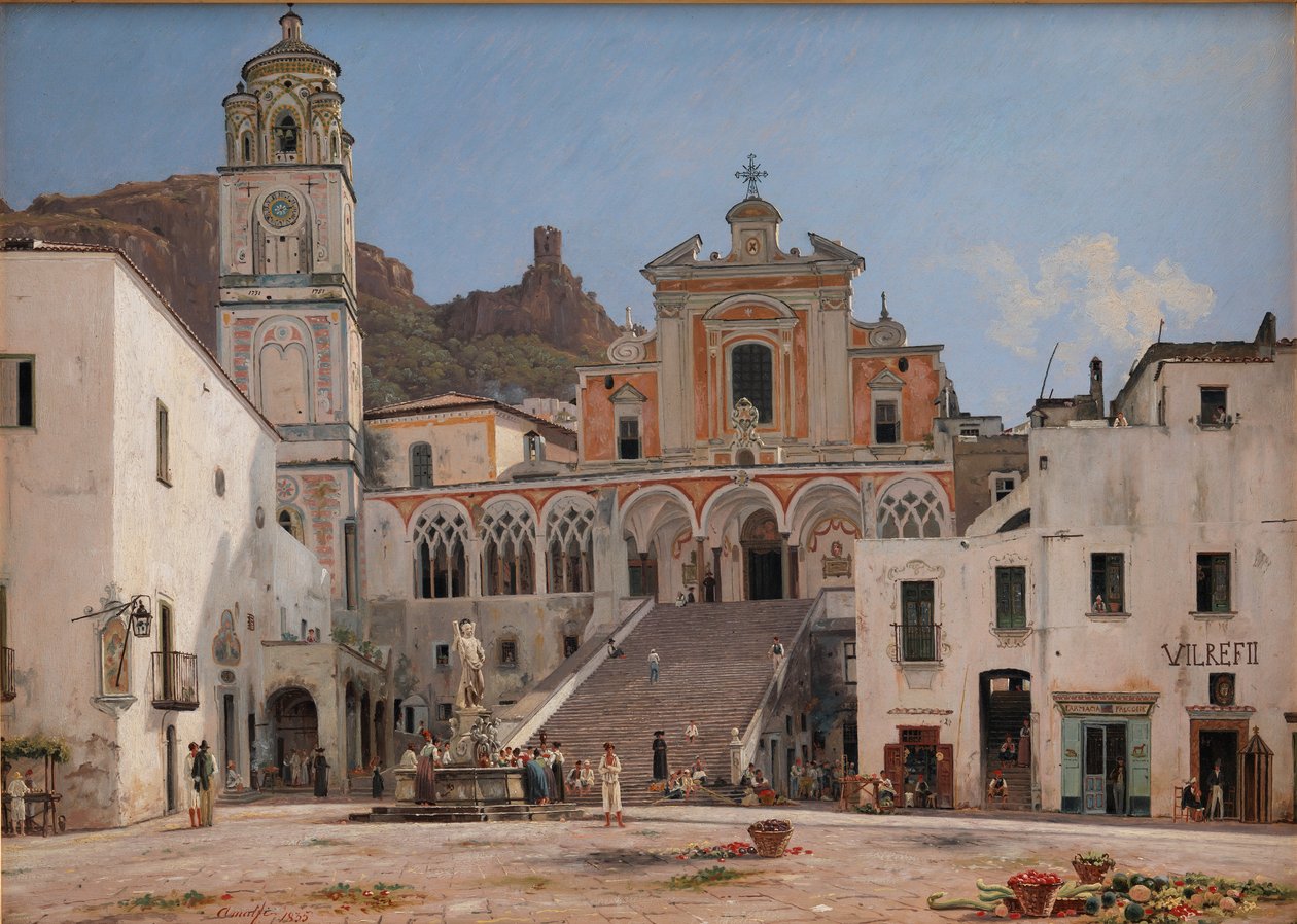 View of the Square in Amalfi by Martinus Rørbye