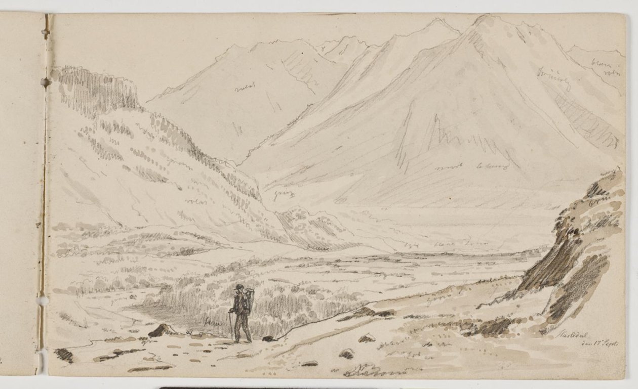 Mountain Landscape with Wanderer by Martinus Rørbye