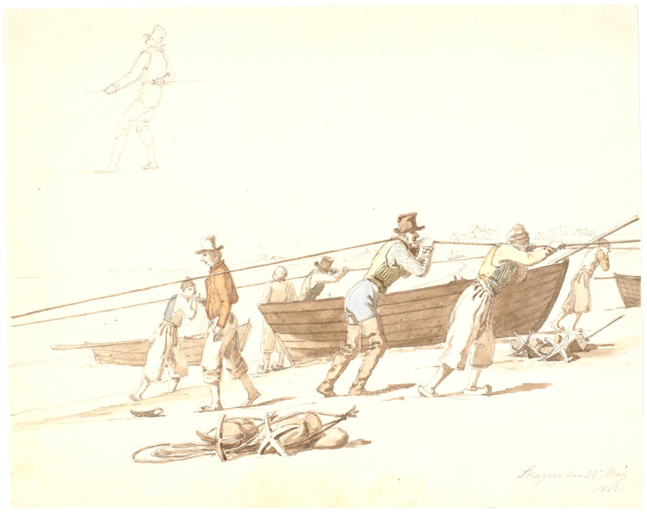 Fishermen Hauling Nets on Sønderstrand by Martinus Rørbye