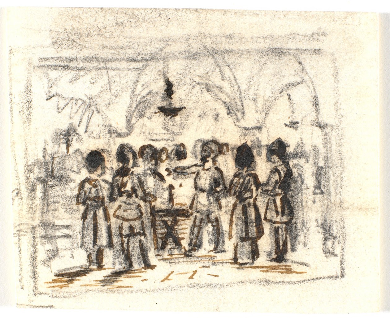 Composition Draft with a Medieval (?) Scene by Martinus Rørbye