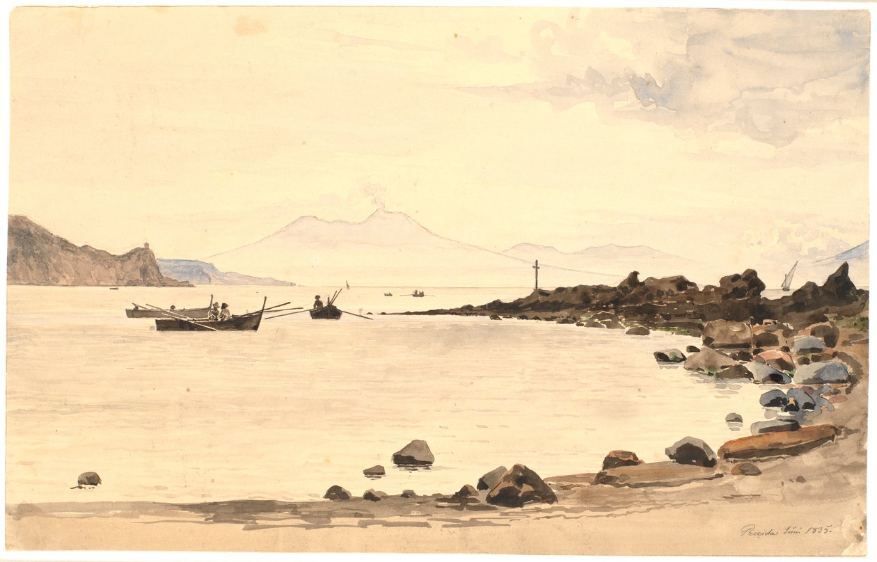 View of Vesuvius from Procida by Martinus Rørbye