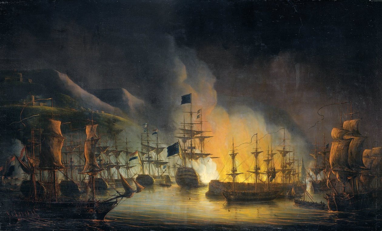 The Bombardment of Algiers (26-27 August 1816) by Martinus Schouman (signed by artist)