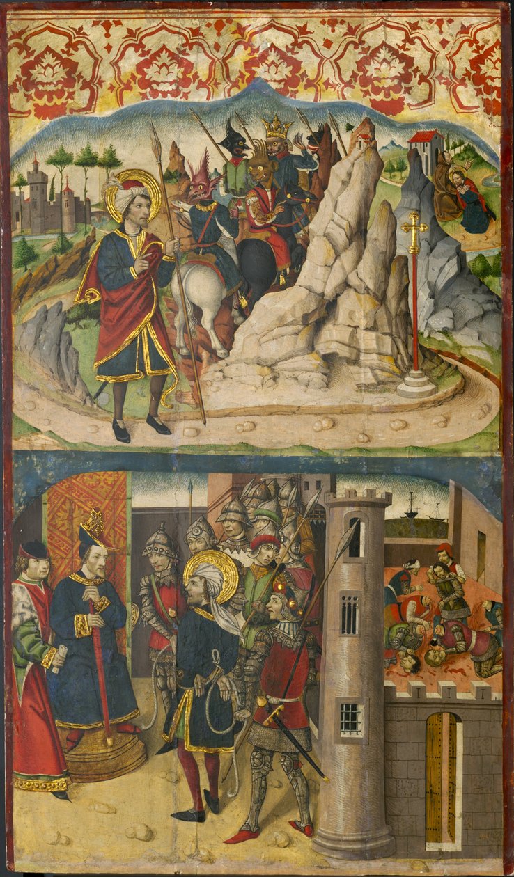 Saint Christopher Meets Satan, Saint Christopher Before the King of Lycia by Martín de Soria
