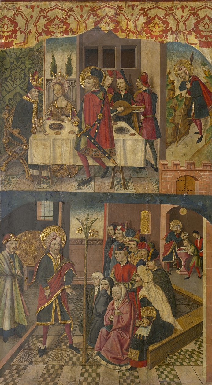 Saint Christopher Taking Leave of the King Who Feared Satan, Saint Christopher and His Converts by Martín de Soria