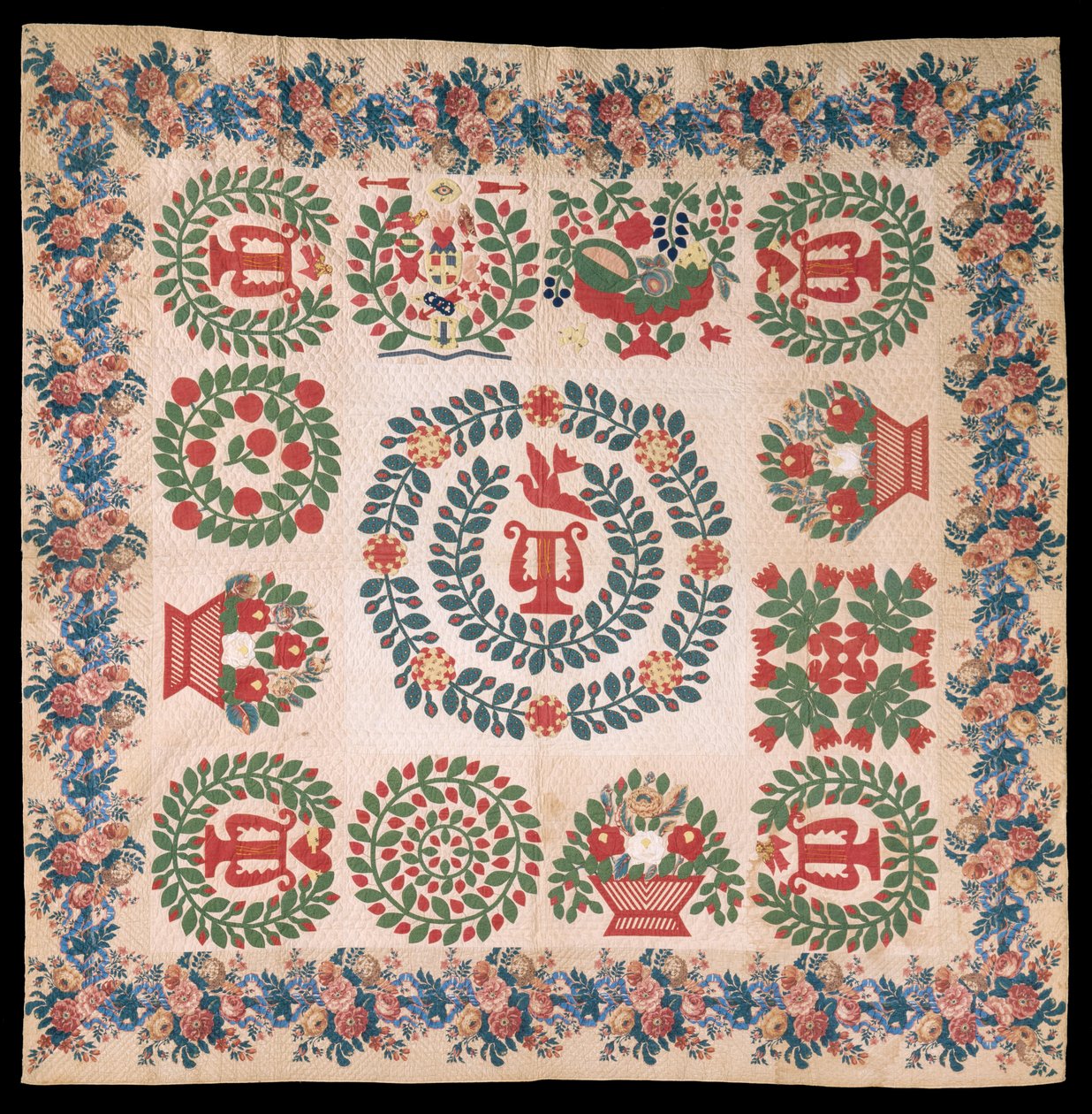 Odd Fellows Applique Album quilt, c.1850 by Mary Ann McCue