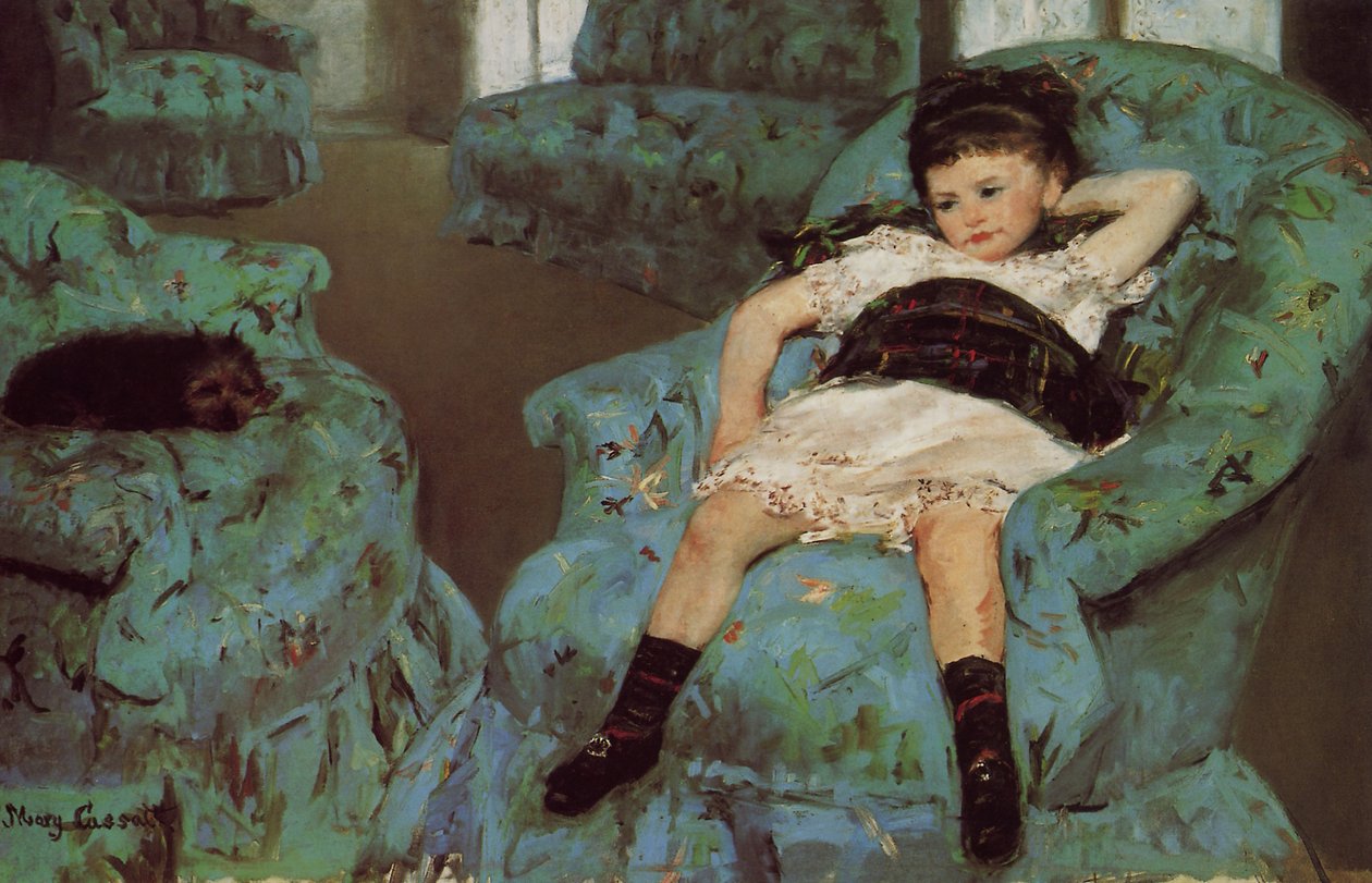 Little Girl in a Blue Armchair by Mary Cassatt