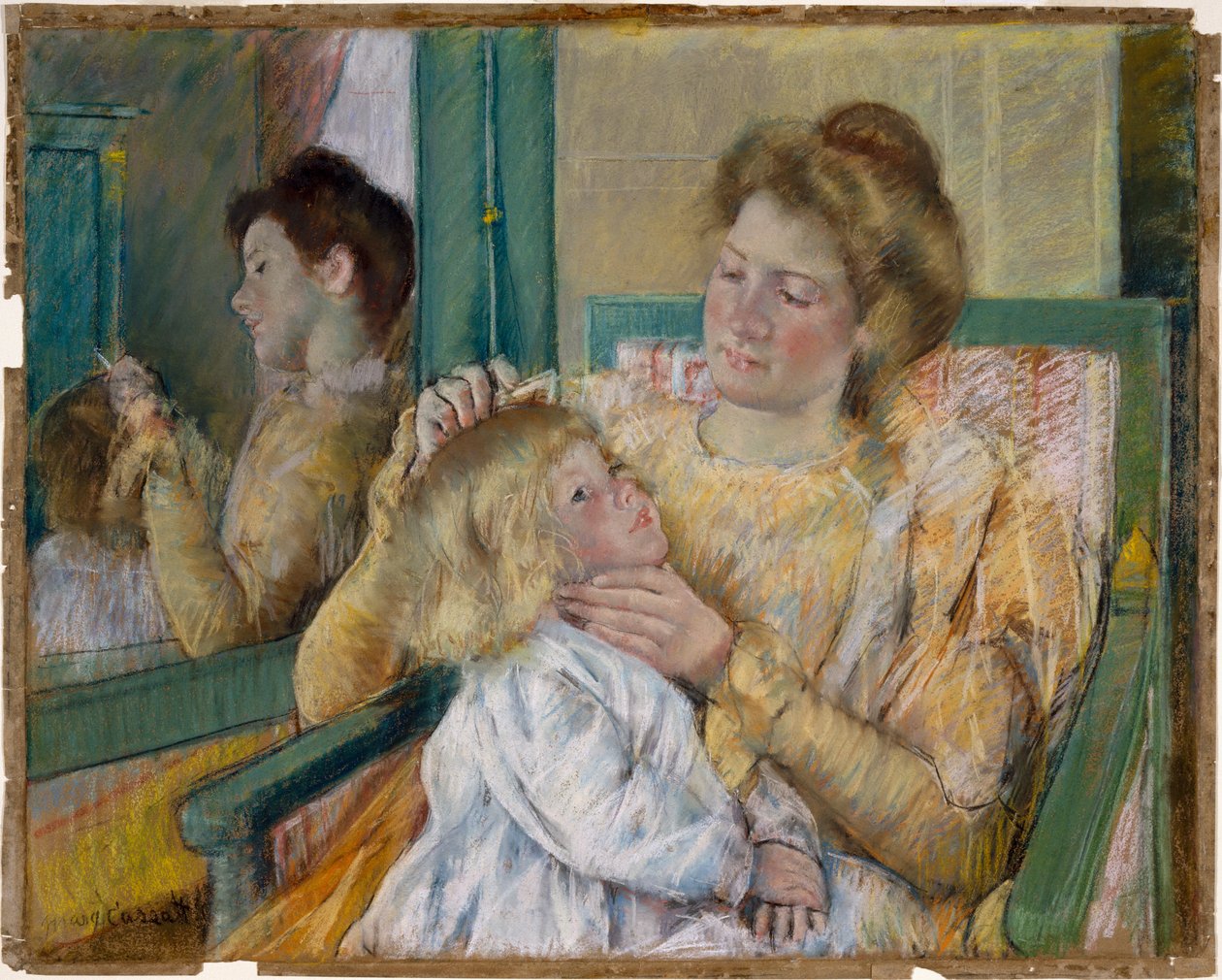 Mother Combing her Child