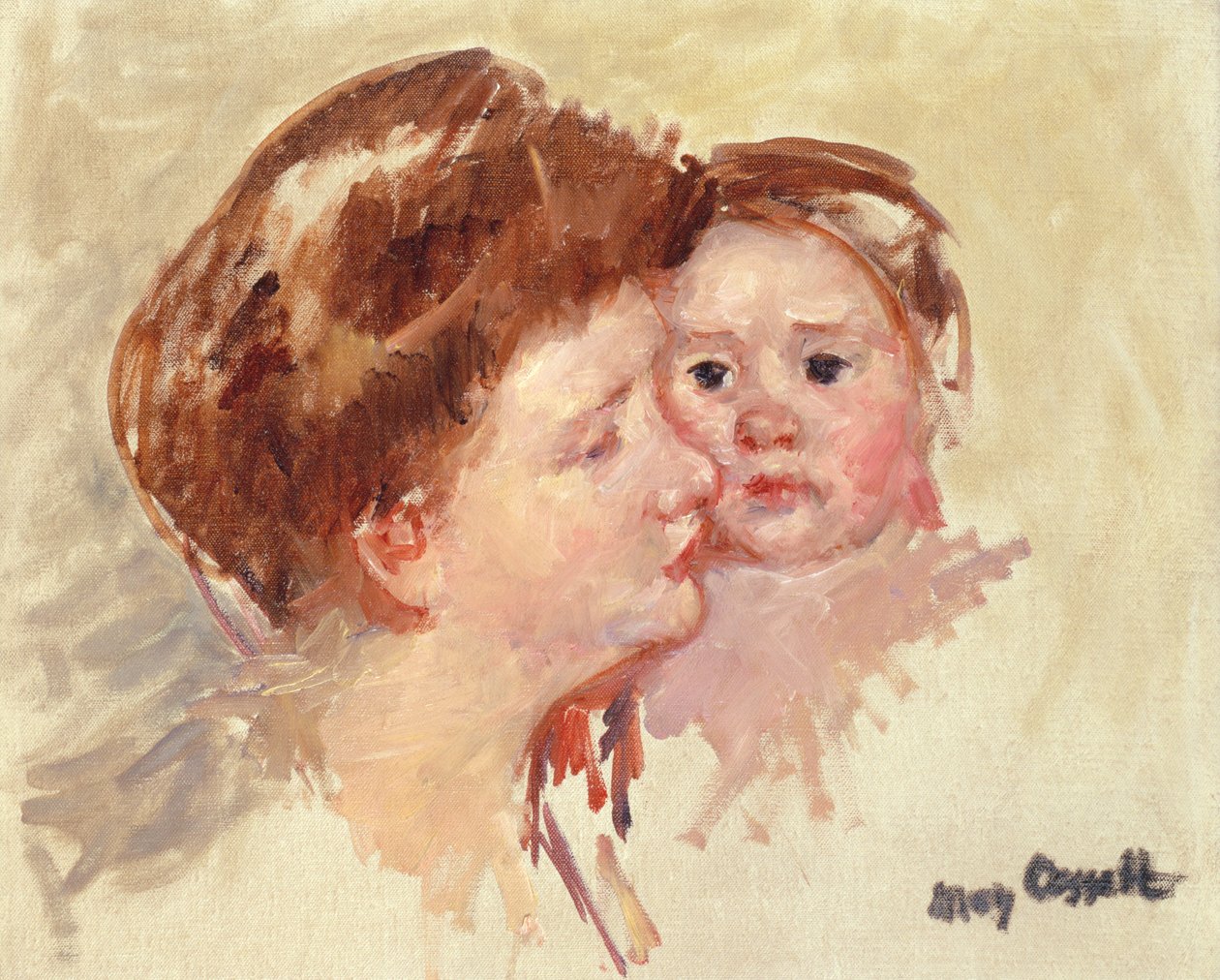 Mother in Profile with Baby Cheek to Cheek (No.2) by Mary Cassatt
