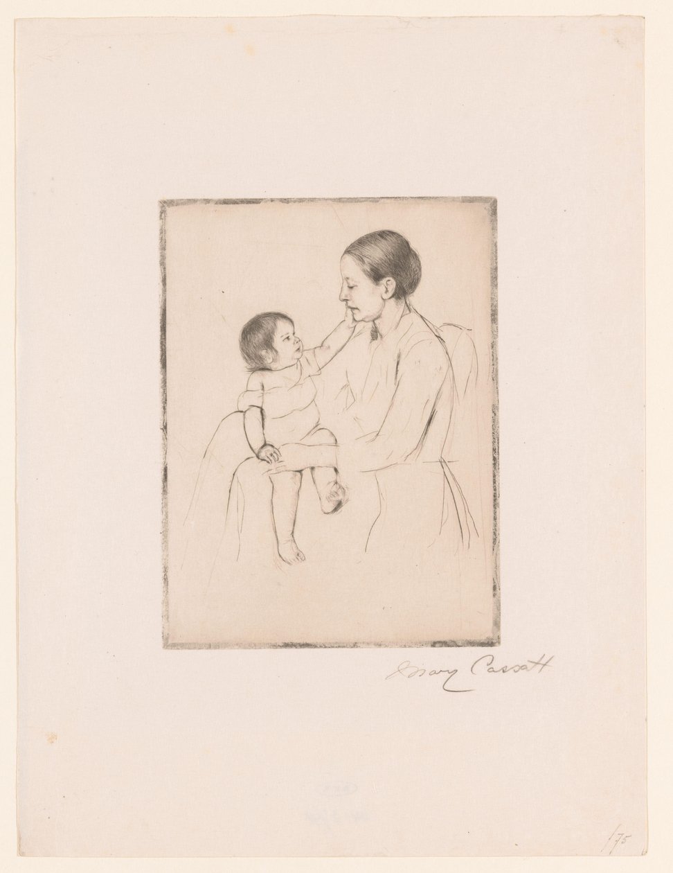 The Caress by Mary Cassatt (signed by artist)