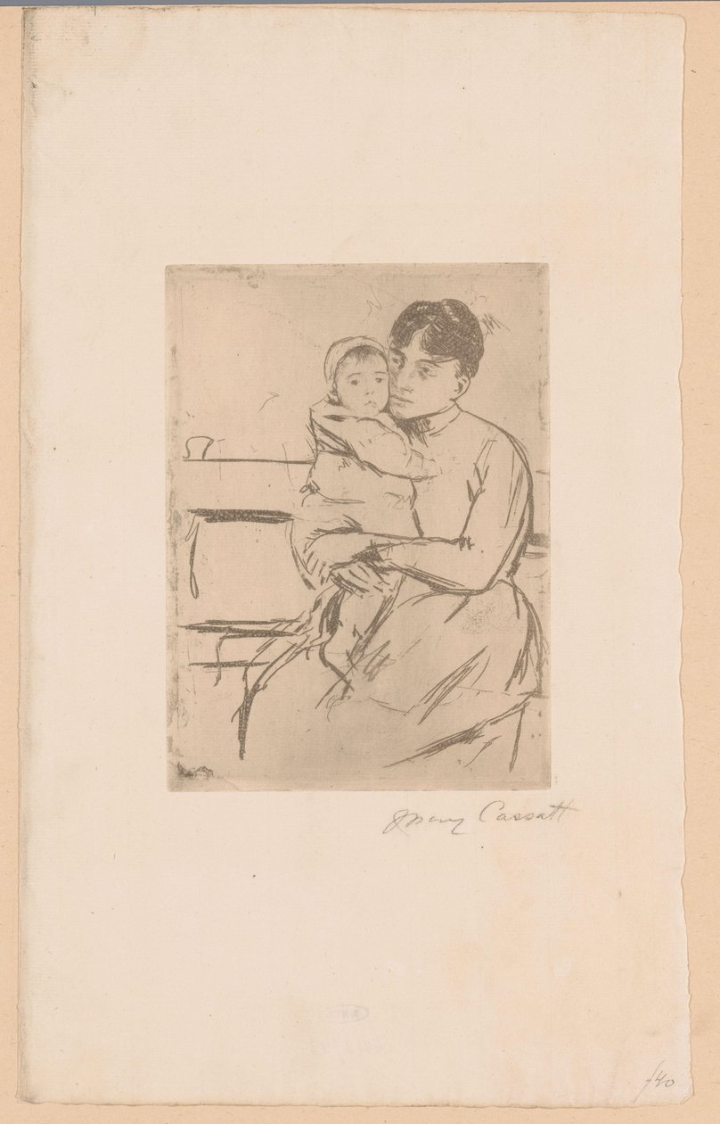 On the Bench by Mary Cassatt (signed by artist)