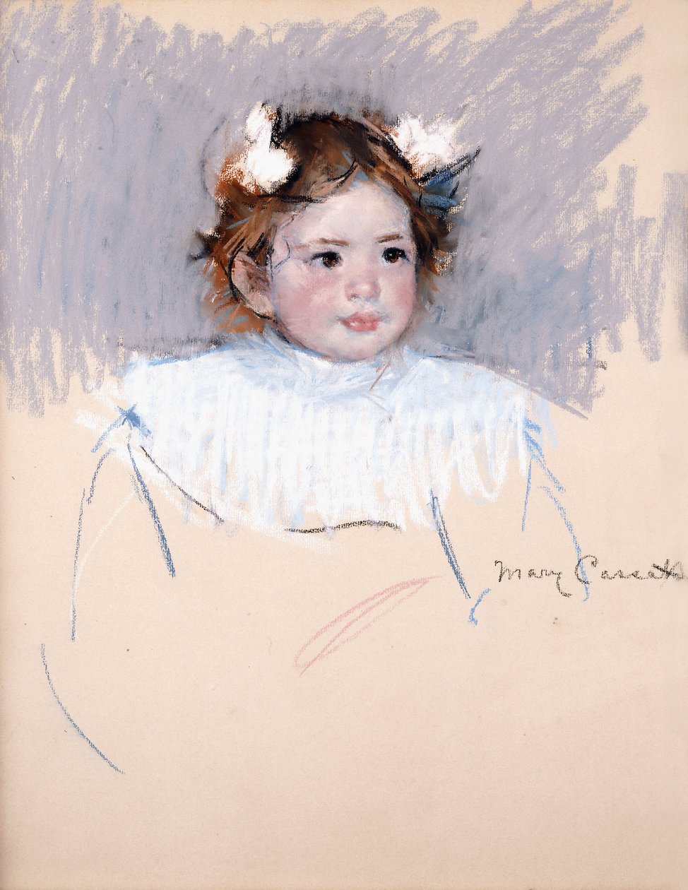 Ellen with Bows in Her Hair, Looking Right by Mary Cassatt
