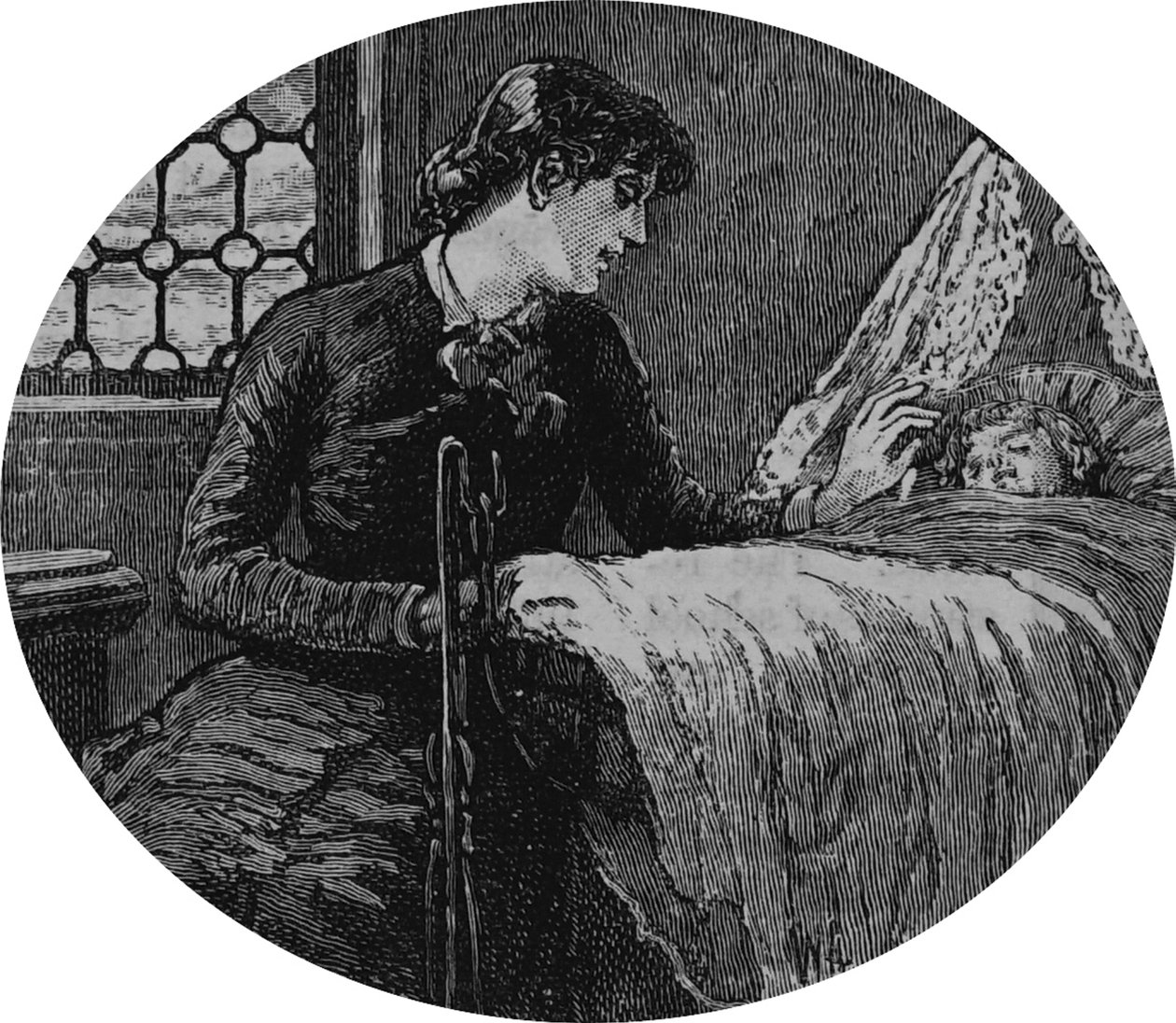 A mother checking on her sleeping child by Mary Ellen Edwards