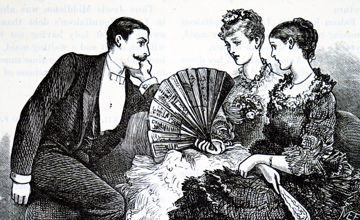 A wealthy young lady using a fan by Mary Ellen Edwards