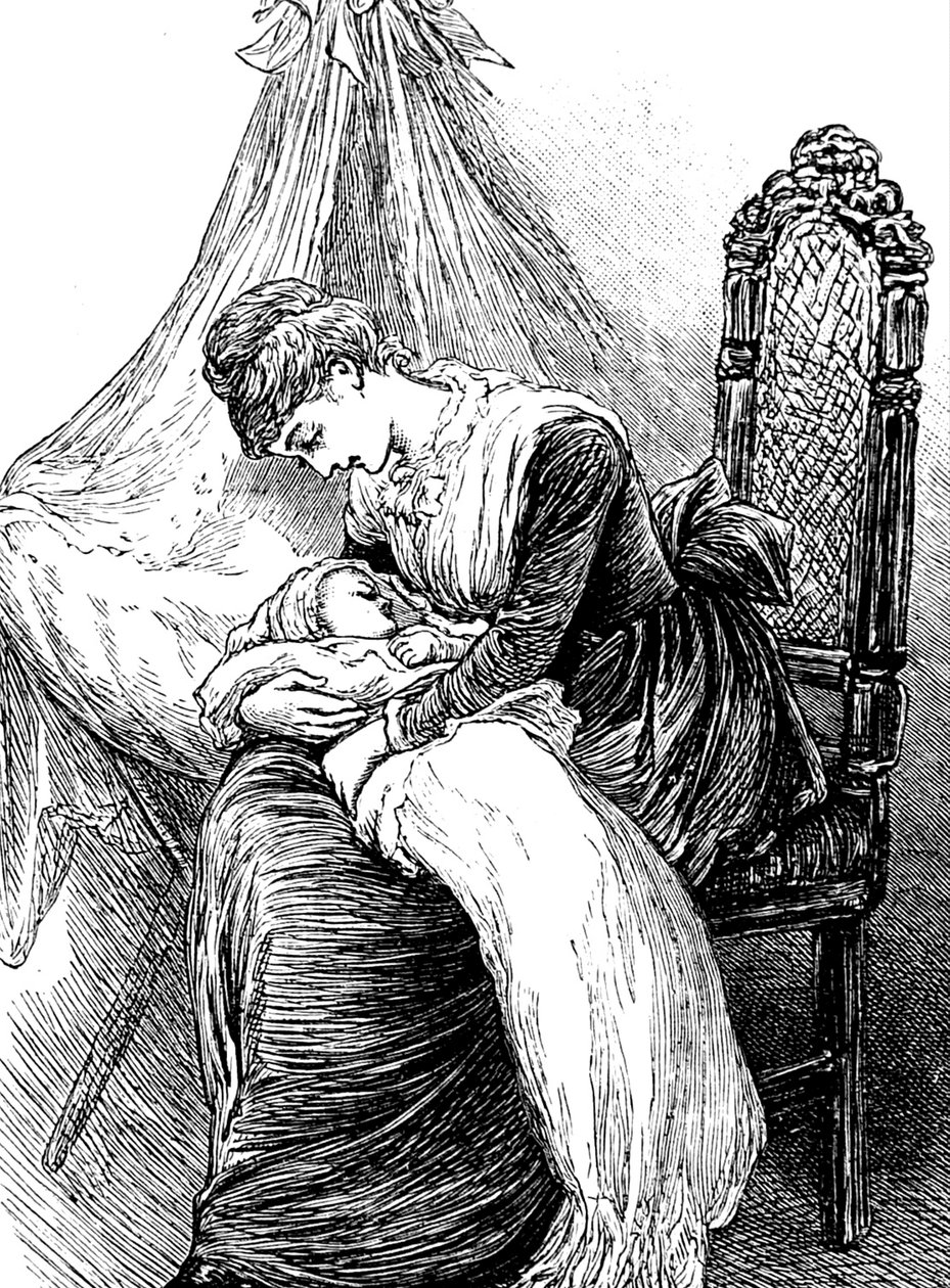 A young mother cuddling her child by Mary Ellen Edwards