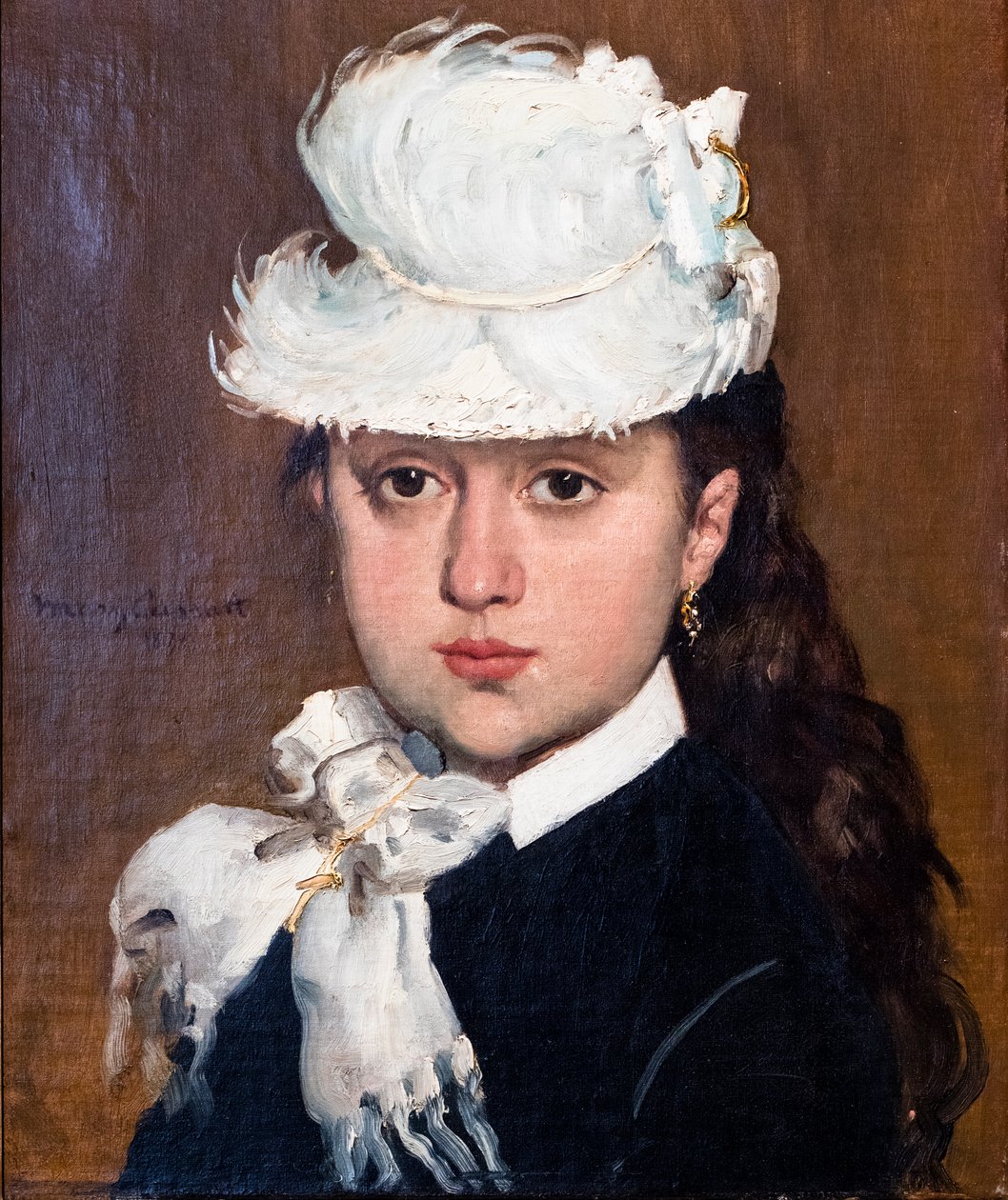Portrait of a Young Woman with a White Hat by Mary Stevenson Cassatt