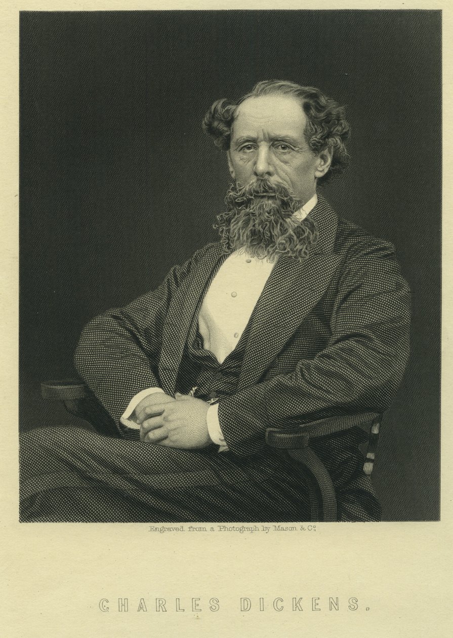 Charles Dickens, portrait after photograph by Herbert Watkins by Mason and Co.