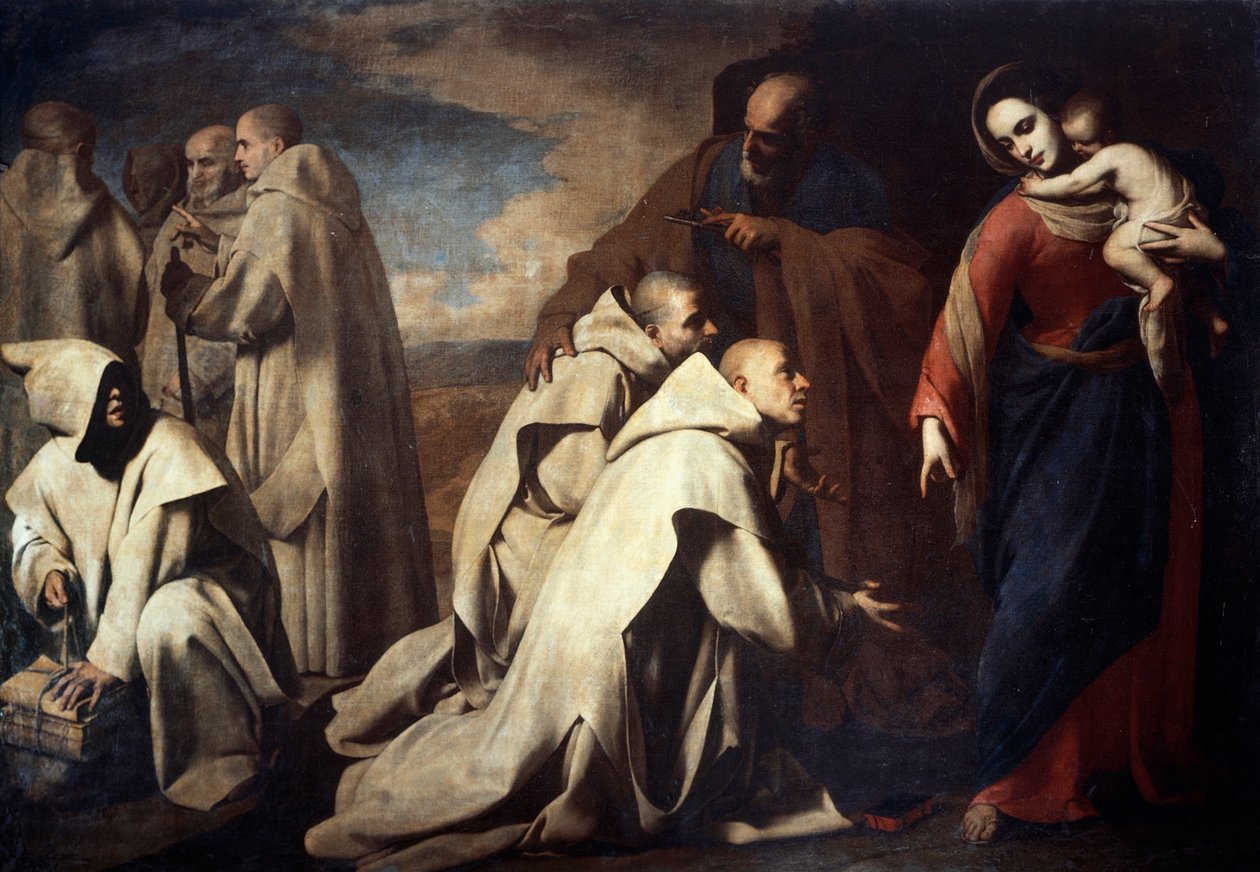 Madonna and St Peter comforting the followers of St Bruno, held in Rome at the Papal Court by Massimo Stanzione