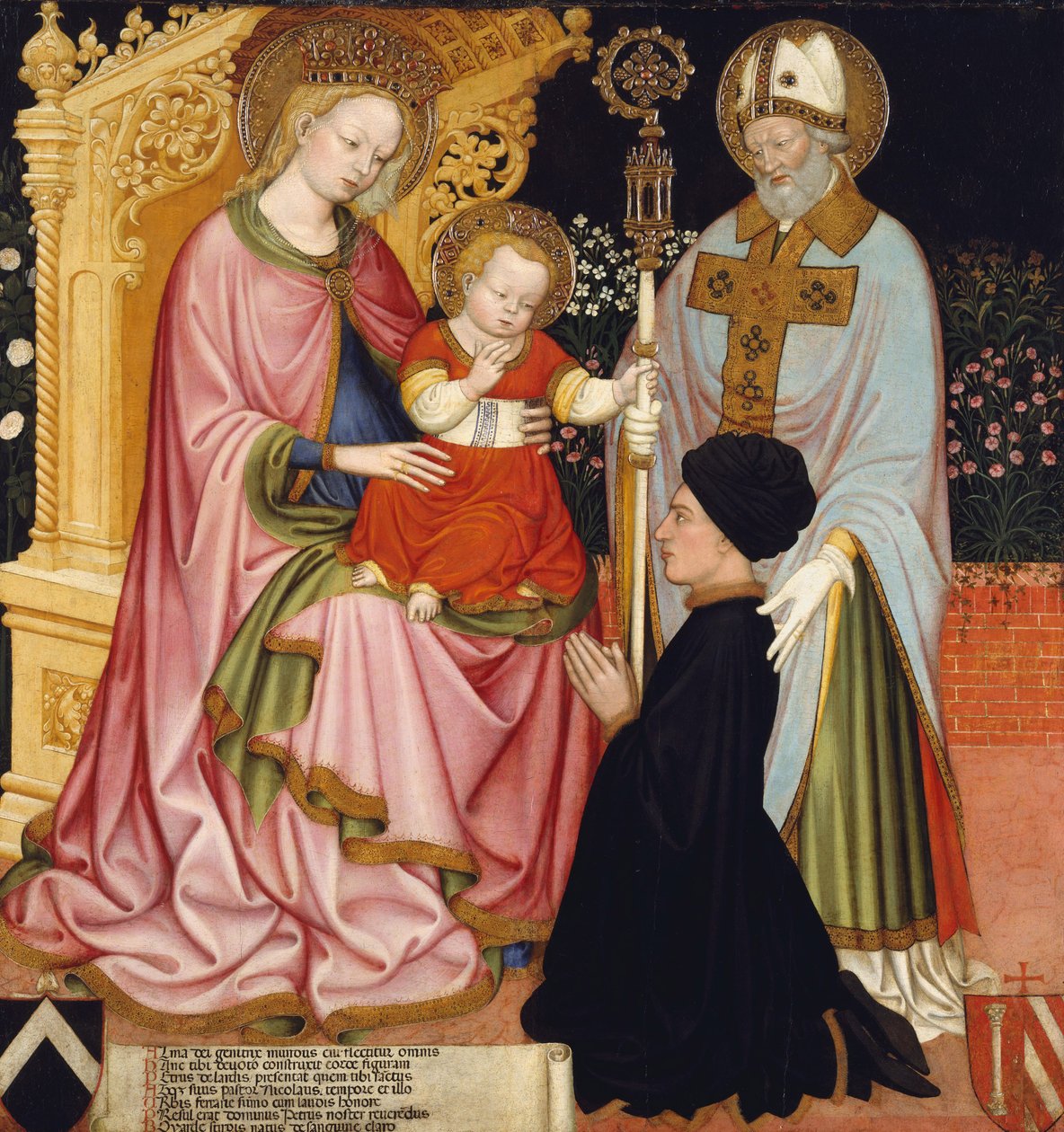 Madonna and Child with the Donor, Pietro de Lardi, Presented by Saint Nicholas by Master GZ Master GZ