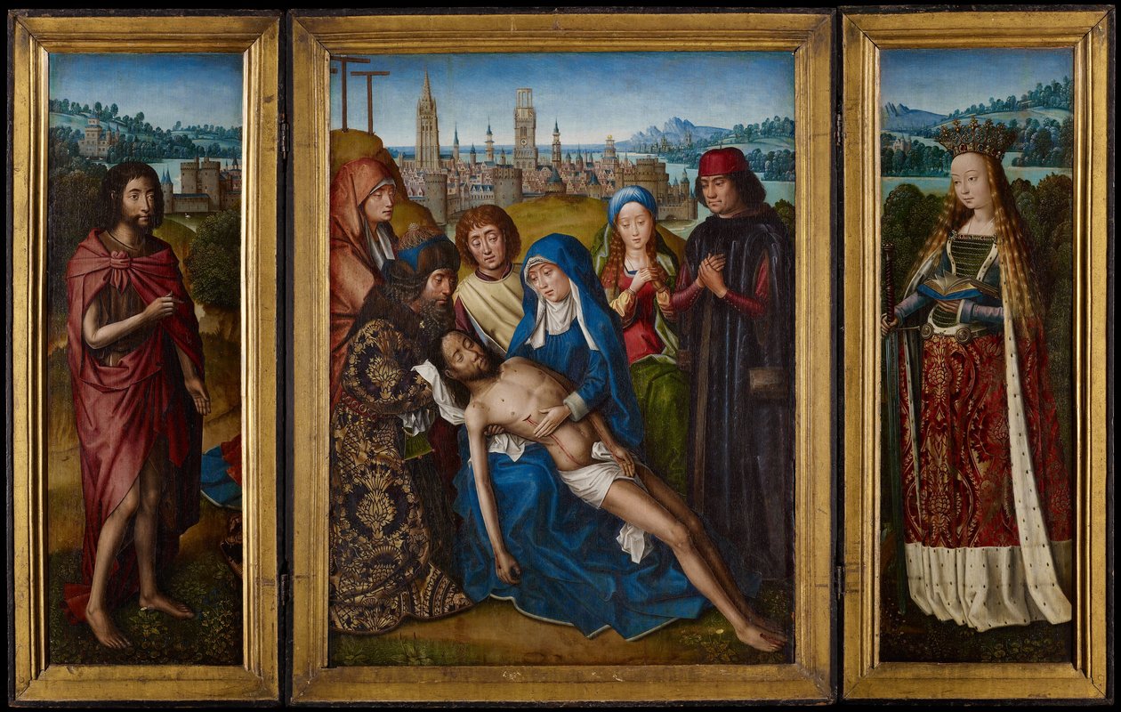 Lamentation with Saint John the Baptist and Saint Catherine of Alexandria by Master of Legend of Saint the Lucy
