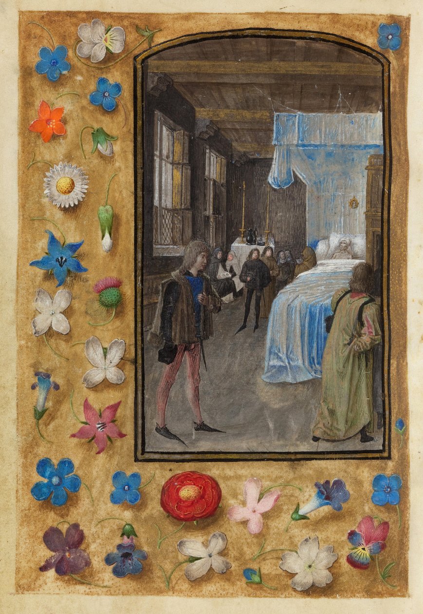 Dying in Bed in the Book of Hours of William Hastings by Master of Mary of Burgundy