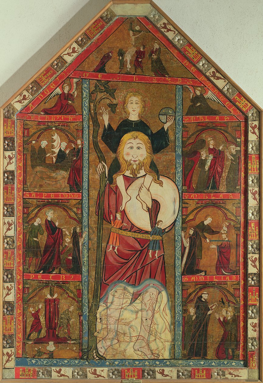 St. Christopher and the Infant Christ, The Deposition and Scenes from the Lives of the Saints by Master of the Castilian School