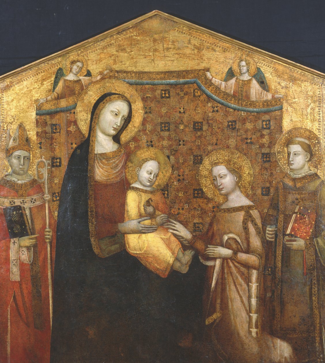 Mystical Marriage of St Catherine of Alexandria, with Saints Zenobio and Leonard by Master of the Christchurch Coronation